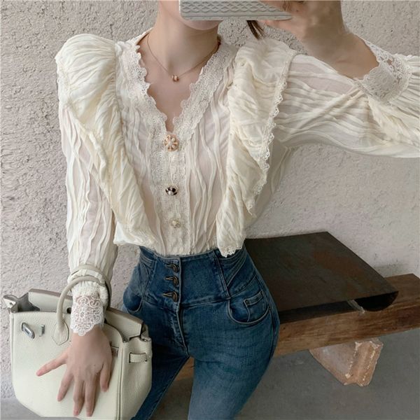2021 female blouse fall spring soild v-neck color long sleeve sweet thin shirt girls temperament attached mend shirts bej0, Black;brown
2021 female blouse fall spring soild v-neck color long sleeve sweet thin shirt girls temperament attached mend shirts bej0, Black;brown