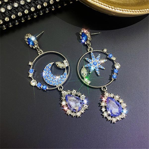 fyuan star moon blue crystal dangle earrings for women water drop earrings weddings party statement jewelry gifts, Silver
fyuan star moon blue crystal dangle earrings for women water drop earrings weddings party statement jewelry gifts, Silver