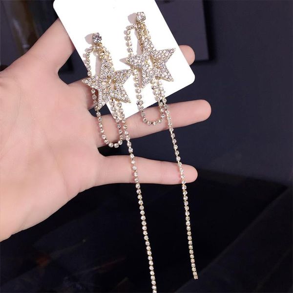 dangle & chandelier dominated 2021 exaggerated crystal star fashion women temperament long metal tassel drop earrings, Silver
dangle & chandelier dominated 2021 exaggerated crystal star fashion women temperament long metal tassel drop earrings, Silver