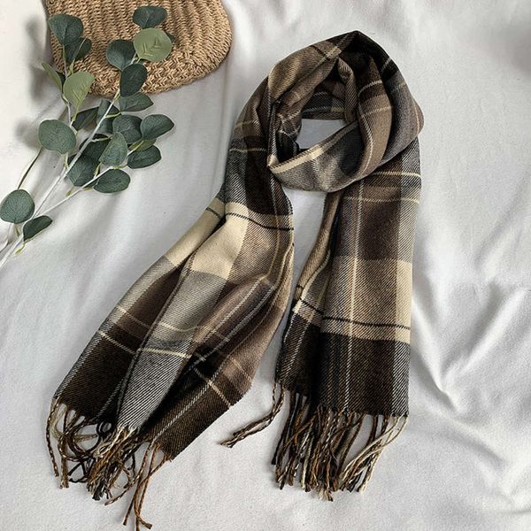 korean women's clothing autumn winter 2020 new literature and art plaid fringe knitted scarf women f4744, Blue;black
korean women's clothing autumn winter 2020 new literature and art plaid fringe knitted scarf women f4744, Blue;black