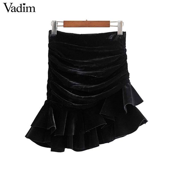 vadim women chic velvet skirt back zipper ruffles irregular design female casual stylish mini skirts mujer ba856 y200326, Black
vadim women chic velvet skirt back zipper ruffles irregular design female casual stylish mini skirts mujer ba856 y200326, Black