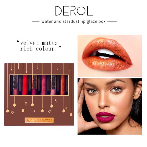 derol 6 colors/set liquid lipstick lip gloss professional makeup matte lipstick lip kit long lasting cosmetics maquiagem 0270
derol 6 colors/set liquid lipstick lip gloss professional makeup matte lipstick lip kit long lasting cosmetics maquiagem 0270