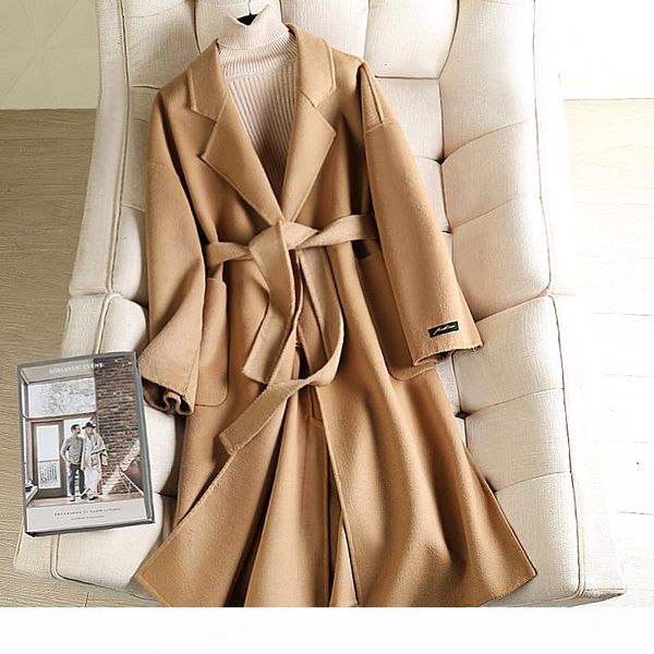 long korean wool overcoat for women 2020 solid color coat autumn winter long coats with belt, Black
long korean wool overcoat for women 2020 solid color coat autumn winter long coats with belt, Black