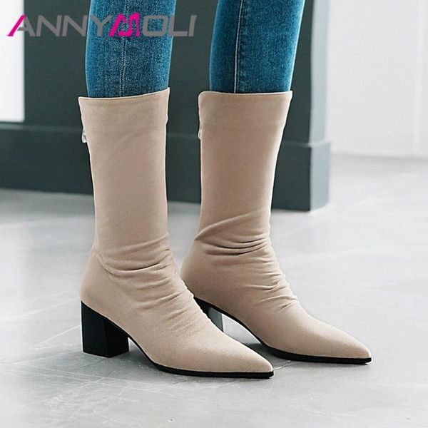 boots annymoli winter mid calf pleated women zipper pointed toe thick high heel fashion western beige gray black
boots annymoli winter mid calf pleated women zipper pointed toe thick high heel fashion western beige gray black
