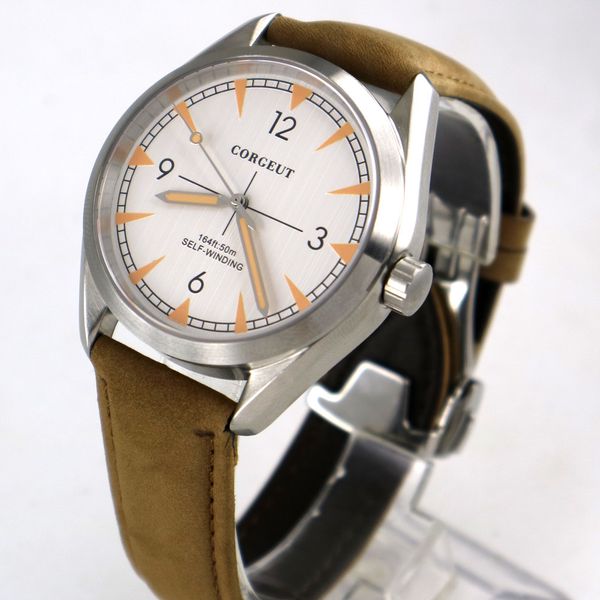 brushed 41mm men's white dial sapphire glass 5atm automatic movement watch men, Slivery;brown
brushed 41mm men's white dial sapphire glass 5atm automatic movement watch men, Slivery;brown