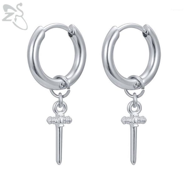 zs 1 pair stainless steel punk rock roll dangle earrings men's cross hoops earrings kpop ear piercing jewelry accessories1, Golden;silver 
zs 1 pair stainless steel punk rock roll dangle earrings men's cross hoops earrings kpop ear piercing jewelry accessories1, Golden;silver