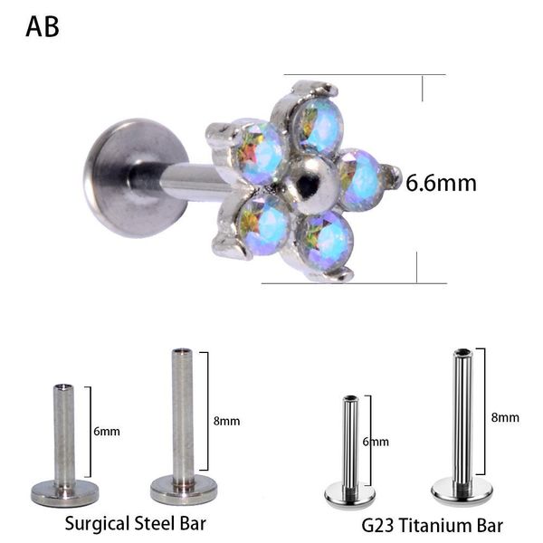 1pc g23 titanium&steel opal gem labret lip bar ring cubic zircon flower ear cartilage tragus helix piercing screw fit 16g q bbyiqu, Silver
1pc g23 titanium&steel opal gem labret lip bar ring cubic zircon flower ear cartilage tragus helix piercing screw fit 16g q bbyiqu, Silver
