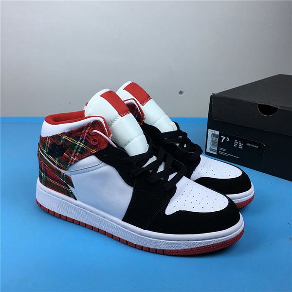 1 mid gs white plaid women basketball shoes good quality habanero red/black-white popular black toe womens sport sneakers trainer, White;red
1 mid gs white plaid women basketball shoes good quality habanero red/black-white popular black toe womens sport sneakers trainer, White;red
