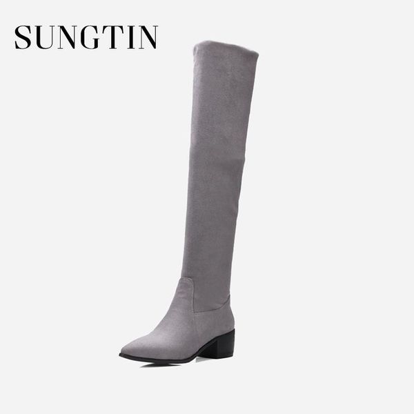 sungtin winter suede short plush warm women thigh high boots solid high heel large size 43 long boots ladies over the knee, Black
sungtin winter suede short plush warm women thigh high boots solid high heel large size 43 long boots ladies over the knee, Black