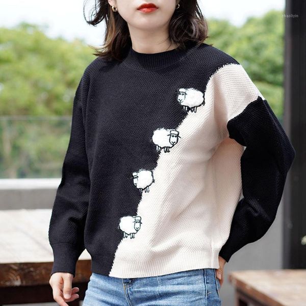knitted sweater women knit patchwork pullover chic long sleeve casual sweet loose sweater harajuku new 2020 women's autumn1, White;black
knitted sweater women knit patchwork pullover chic long sleeve casual sweet loose sweater harajuku new 2020 women's autumn1, White;black