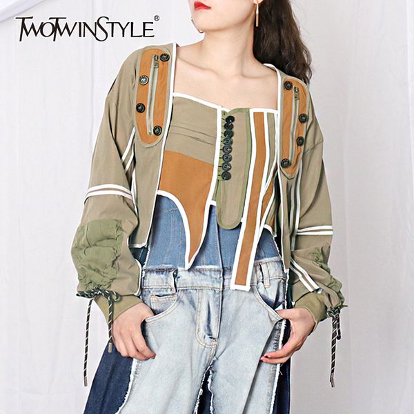 twotwinstyle повседневных лоскутной hit color нерегулярной куртка женщин площадь воротник фонарь с длинным рукавом узелок женщины пальто 202, Black;brown
twotwinstyle повседневных лоскутной hit color нерегулярной куртка женщин площадь воротник фонарь с длинным рукавом узелок женщины пальто 202, Black;brown
