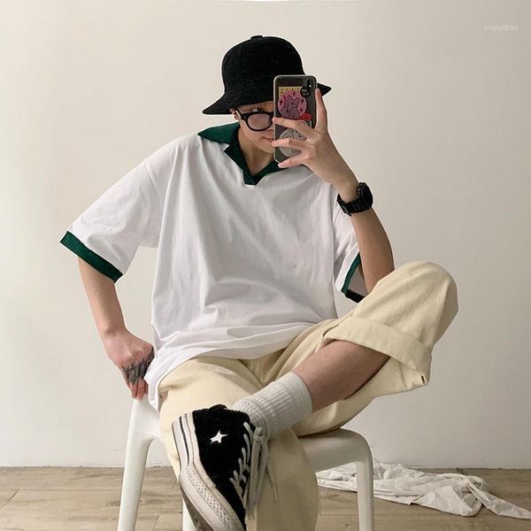 2020 summer new youth popular men's loose lapel color matching short-sleeved t-shirt fashion casual wild pullover m-2xl1, White;black
2020 summer new youth popular men's loose lapel color matching short-sleeved t-shirt fashion casual wild pullover m-2xl1, White;black