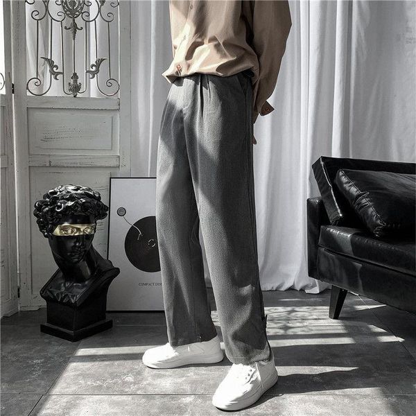 men's suits & blazers 2021 autumn and winter youth pure color korean drape loose trousers fashion casual wild straight-leg pants, White;black
men's suits & blazers 2021 autumn and winter youth pure color korean drape loose trousers fashion casual wild straight-leg pants, White;black