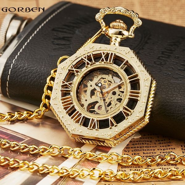 vintage unique octagon mechanical pocket watch roman numeral steampunk with fob chain full steel hand-winding reloj de bolsillo t200502, Slivery;golden
vintage unique octagon mechanical pocket watch roman numeral steampunk with fob chain full steel hand-winding reloj de bolsillo t200502, Slivery;golden