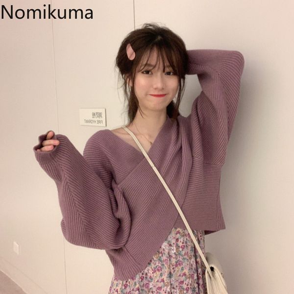 nomikuma autumn winter pullover sweater long sleeve cross v neck causal knitted korean solid pull jumpers 6a944 210203, White;black
nomikuma autumn winter pullover sweater long sleeve cross v neck causal knitted korean solid pull jumpers 6a944 210203, White;black