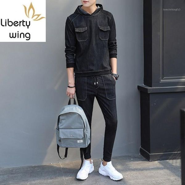 men's tracksuits mens fashion black sets winter jeans suit casual pullover man slim fit denim clothes full length pencil pants male out, Gray
men's tracksuits mens fashion black sets winter jeans suit casual pullover man slim fit denim clothes full length pencil pants male out, Gray