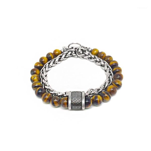 bracelet yellow tiger eye beads natural stone mens chains on hand stainless steel chain bracelet male accessories hip hop1, Black
bracelet yellow tiger eye beads natural stone mens chains on hand stainless steel chain bracelet male accessories hip hop1, Black
