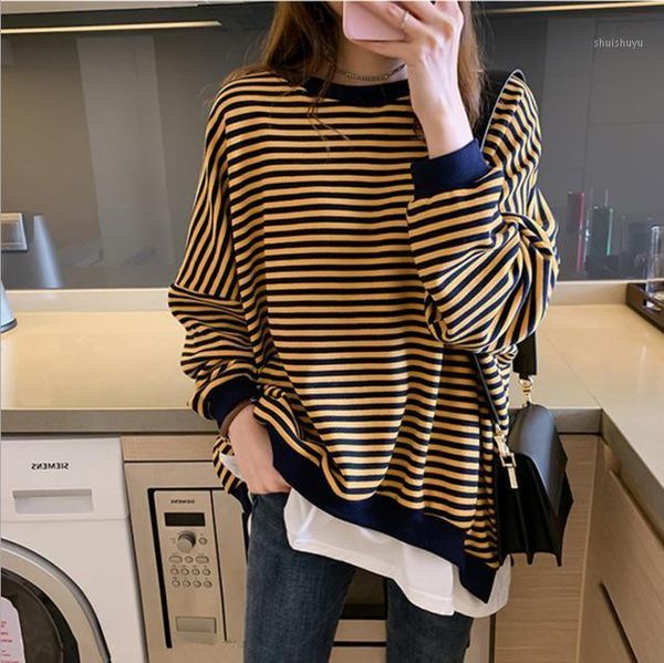 2020 new style hong kong flavor vintage chic mock two-piece stripes hoodie women long sleeve crew neck casual outside1, Black
2020 new style hong kong flavor vintage chic mock two-piece stripes hoodie women long sleeve crew neck casual outside1, Black