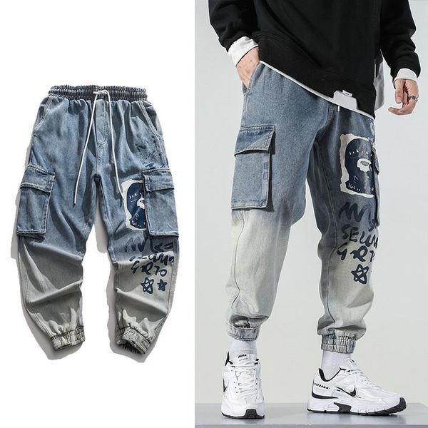 men's jeans fashion hip hop beam foot for men autumn loose graffiti skateboard harem cargo pants, Blue
men's jeans fashion hip hop beam foot for men autumn loose graffiti skateboard harem cargo pants, Blue