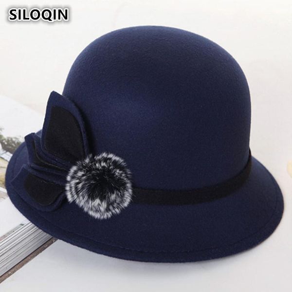 siloqin women's hats retro england warm fedoras 2020 new style spring autumn fashion noble elegant flower decoration female hat, Blue;gray
siloqin women's hats retro england warm fedoras 2020 new style spring autumn fashion noble elegant flower decoration female hat, Blue;gray