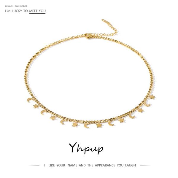 chains yhpup trendy star moon chain choker necklace for women stainless steel fashion gold color metal jewelry accessories, Silver
chains yhpup trendy star moon chain choker necklace for women stainless steel fashion gold color metal jewelry accessories, Silver