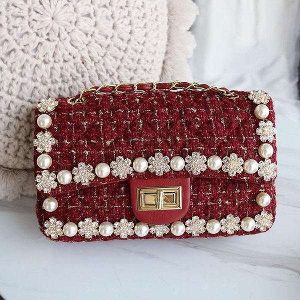 fashion wool grid fabric with pearl crystal diamond studded flower clutch purse crossbody shoulder handbag flap bag lady girl
fashion wool grid fabric with pearl crystal diamond studded flower clutch purse crossbody shoulder handbag flap bag lady girl