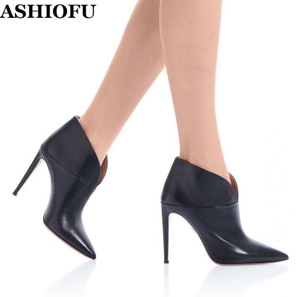 ashiofu new handmade women's high heels boots pointed-toe faux-leather party prom ankle booties large size evening fashion boots, Black
ashiofu new handmade women's high heels boots pointed-toe faux-leather party prom ankle booties large size evening fashion boots, Black
