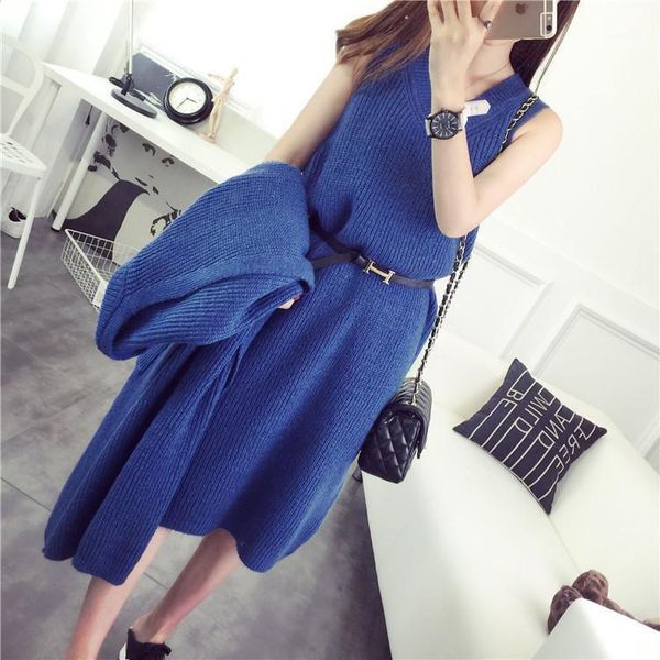 womans autumn knitted suits solid two-pieces female fall sets sleeveless midi dress + cardigans suits women warm winter sets1, White
womans autumn knitted suits solid two-pieces female fall sets sleeveless midi dress + cardigans suits women warm winter sets1, White
