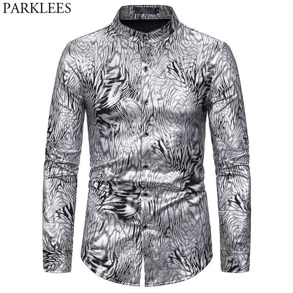 men's casual shirts silver snake pattern shirt men 2021 mandarin collar mens dress club party prom stage male social camisas, White;black
men's casual shirts silver snake pattern shirt men 2021 mandarin collar mens dress club party prom stage male social camisas, White;black