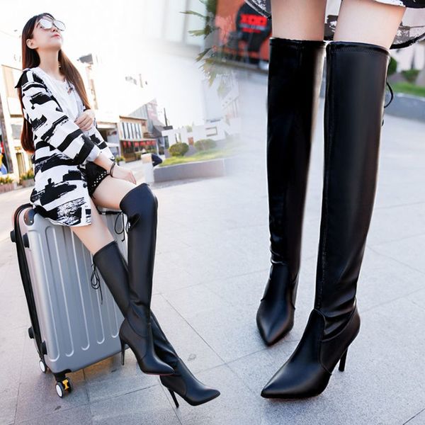 slim over the knee winter boots women shoes fashion lace up pointed toe winter shoes woman black pu leather high boots
slim over the knee winter boots women shoes fashion lace up pointed toe winter shoes woman black pu leather high boots