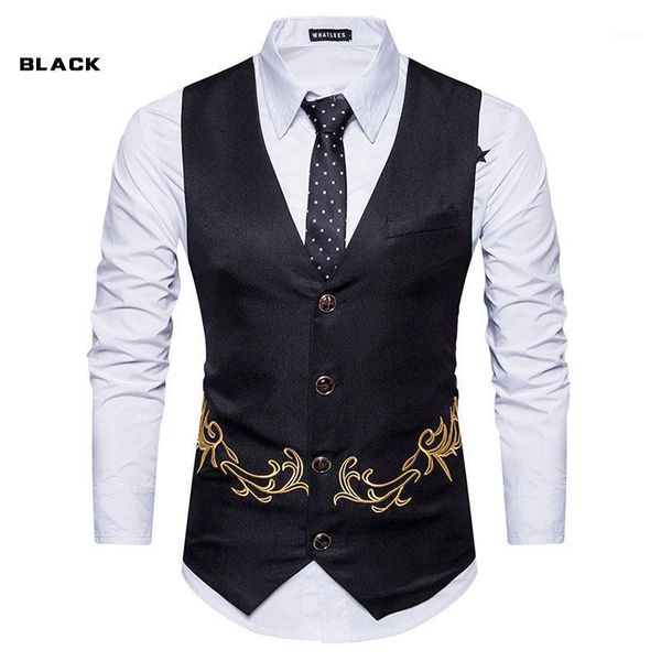 new men's suit vest business satin embroidered vest single-breasted formal eu size1, Black;white
new men's suit vest business satin embroidered vest single-breasted formal eu size1, Black;white