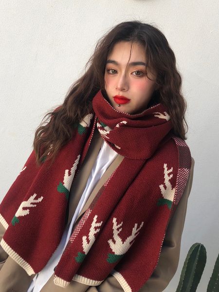 christmas elk scarf female korean version versatile student autumn winter knitting wool long thickened girl collar cover, Blue;gray
christmas elk scarf female korean version versatile student autumn winter knitting wool long thickened girl collar cover, Blue;gray