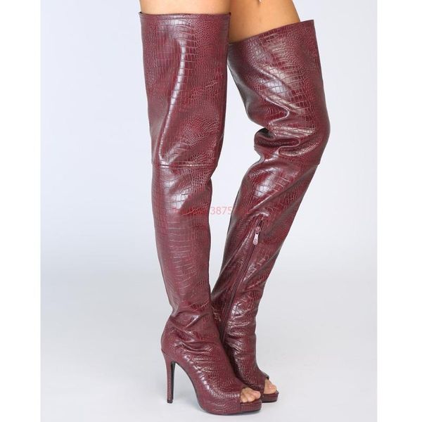 western stylish peep toe over knee boots stiletto heel gladiator boots platform tight high black red wine long high heel
western stylish peep toe over knee boots stiletto heel gladiator boots platform tight high black red wine long high heel