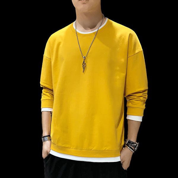 new round neck long-sleeved t-shirt men's korean version of the trend of loose sweater fake two bottoming shirt men's, Black
new round neck long-sleeved t-shirt men's korean version of the trend of loose sweater fake two bottoming shirt men's, Black