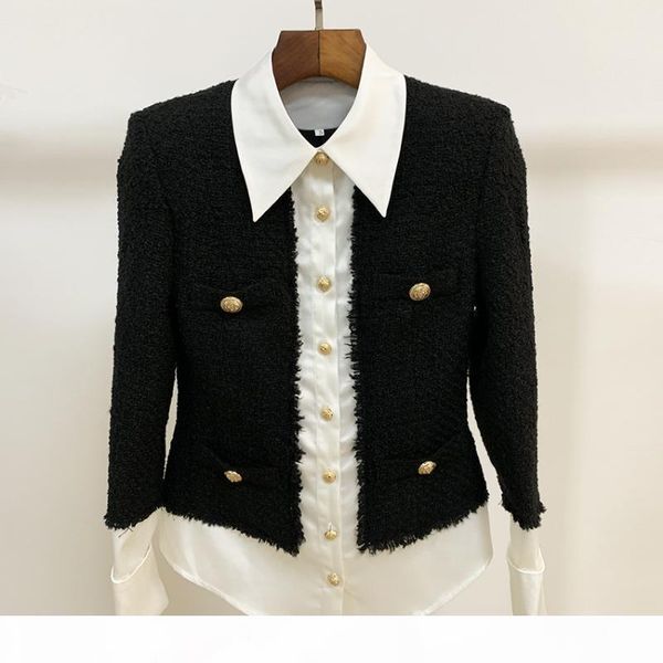 2020 fashion designer jacket women's lion buttons satin wool blend patchwork tweed jacket, Black;brown
2020 fashion designer jacket women's lion buttons satin wool blend patchwork tweed jacket, Black;brown