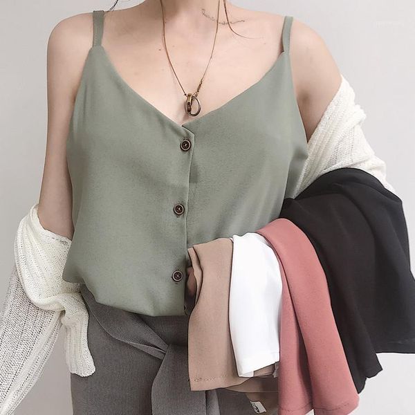 summer new fashion brand korean style casual solid color button tanks camis modis women's clothing aesthetic1, White 
summer new fashion brand korean style casual solid color button tanks camis modis women's clothing aesthetic1, White