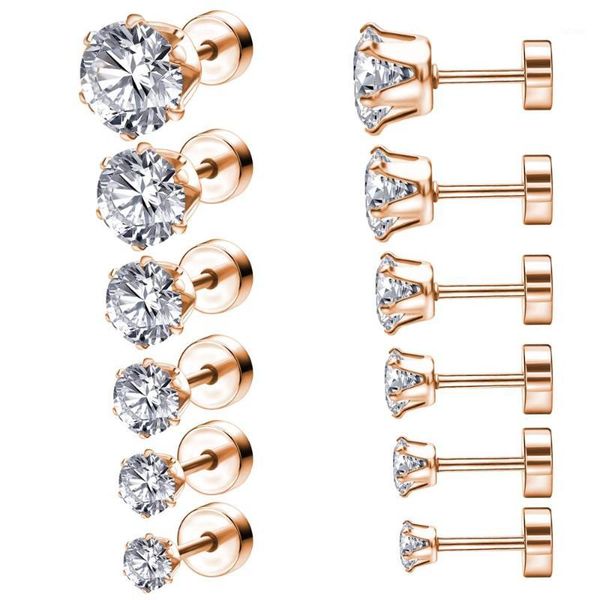 zemo 6pair/lot 3-8mm 316l stainless steel crystal studs earrings set with big zirconia for women rhinestone rose gold ear studs1, Golden;silver
zemo 6pair/lot 3-8mm 316l stainless steel crystal studs earrings set with big zirconia for women rhinestone rose gold ear studs1, Golden;silver