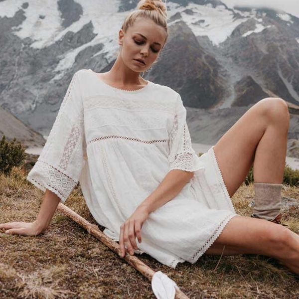 casual dresses boho inspired white tunic dress for women lace panel summer cotton loose mini 2021 femal1, Black;gray 
casual dresses boho inspired white tunic dress for women lace panel summer cotton loose mini 2021 femal1, Black;gray