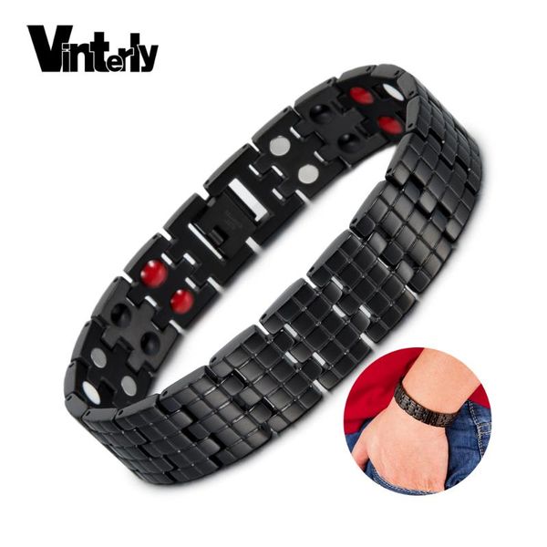 link, chain vinterly black magnetic bracelet men benefits wide health energy for hand stainless steel male
link, chain vinterly black magnetic bracelet men benefits wide health energy for hand stainless steel male