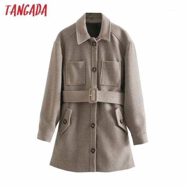 tangada women gray thick wool coats with belt long sleeves pocket 2020 ladies elegant autumn winter coat 4m1111, Black
tangada women gray thick wool coats with belt long sleeves pocket 2020 ladies elegant autumn winter coat 4m1111, Black