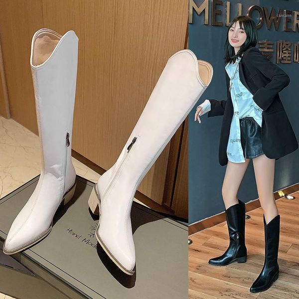 ymechic 2020 new block chunky heels long winter boots women white black pointed toe knight riding knee high boots female shoes1
ymechic 2020 new block chunky heels long winter boots women white black pointed toe knight riding knee high boots female shoes1