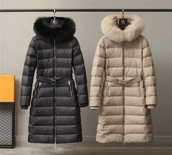 british brand pure color women's autumn and winter new british big hair collar long slim down jacket new warm coat, Black
british brand pure color women's autumn and winter new british big hair collar long slim down jacket new warm coat, Black