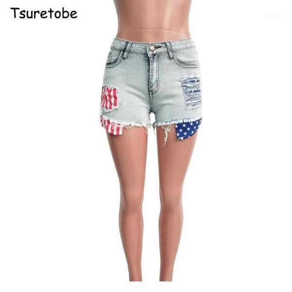 tsuretobe fashion hole ripped denim shorts tassel women summer casual flag patchwork short jeans pocket slim pants short female1, Blue
tsuretobe fashion hole ripped denim shorts tassel women summer casual flag patchwork short jeans pocket slim pants short female1, Blue
