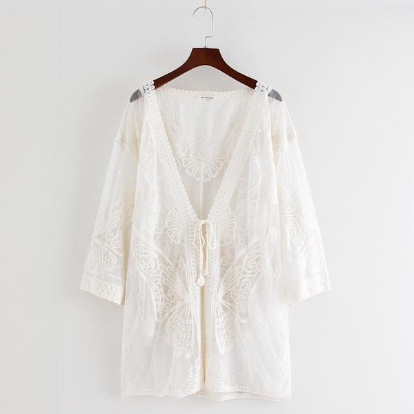 shawl women's summer new outfits with thin coats sun protection clothing lace mesh loose mid-length cardigan1, White
shawl women's summer new outfits with thin coats sun protection clothing lace mesh loose mid-length cardigan1, White