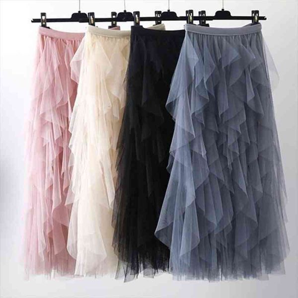 princess fairy women high waist irregular multi-layer tulle maxi cake skirt, Black 
princess fairy women high waist irregular multi-layer tulle maxi cake skirt, Black