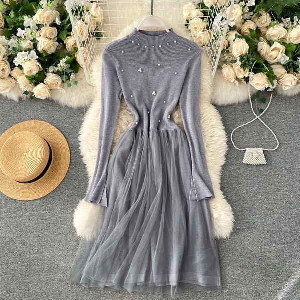 2021 new design beads splice woman collar share long elastic autumn mesh a-line dress ms5m, Black;gray
2021 new design beads splice woman collar share long elastic autumn mesh a-line dress ms5m, Black;gray