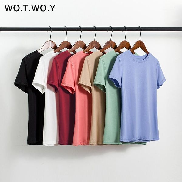 women's t-shirt wotwoy casual 7 color basic t- shirt women 2021 knitted cotton solid tee short sleeve o-neck harajuku tees femme1, White
women's t-shirt wotwoy casual 7 color basic t- shirt women 2021 knitted cotton solid tee short sleeve o-neck harajuku tees femme1, White