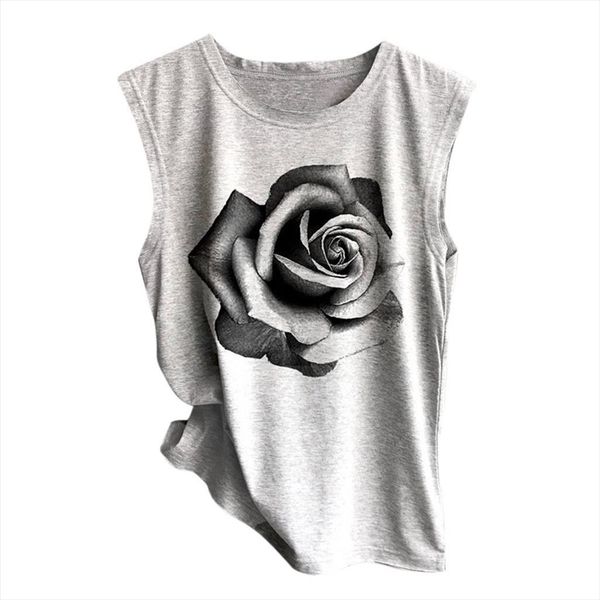 women tank summer sleeveless o neck rose printed casual loose vest comfortable debardeur femme t20, White
women tank summer sleeveless o neck rose printed casual loose vest comfortable debardeur femme t20, White