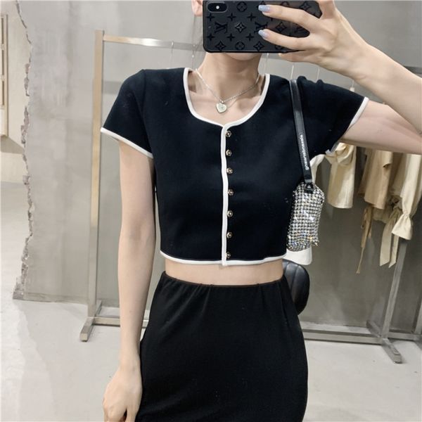 short sleeve t-shirt women's summer 2020 slim and small fragrance single perfumet-shirt perfume breasted short color contrast f5423, White
short sleeve t-shirt women's summer 2020 slim and small fragrance single perfumet-shirt perfume breasted short color contrast f5423, White