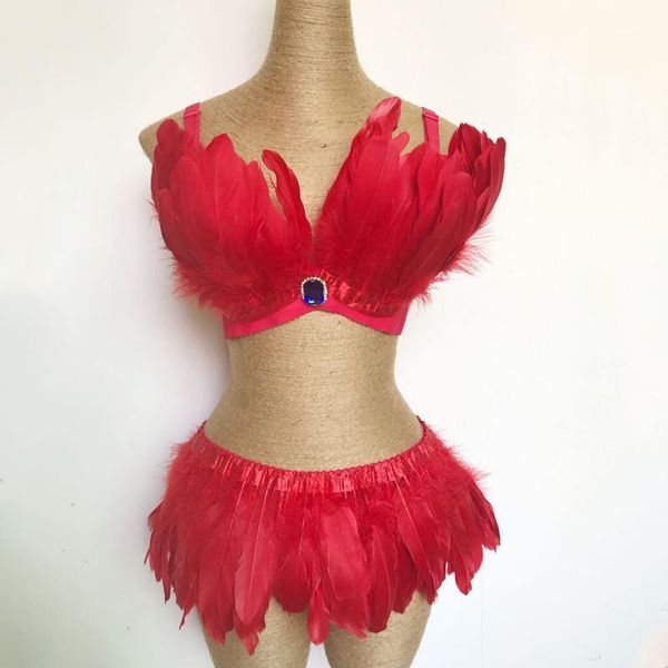 red feather bikini suit costumes nightclub bar performance rave wear women singer dj lead dance clothes stage outfit 17661, Black;red
red feather bikini suit costumes nightclub bar performance rave wear women singer dj lead dance clothes stage outfit 17661, Black;red